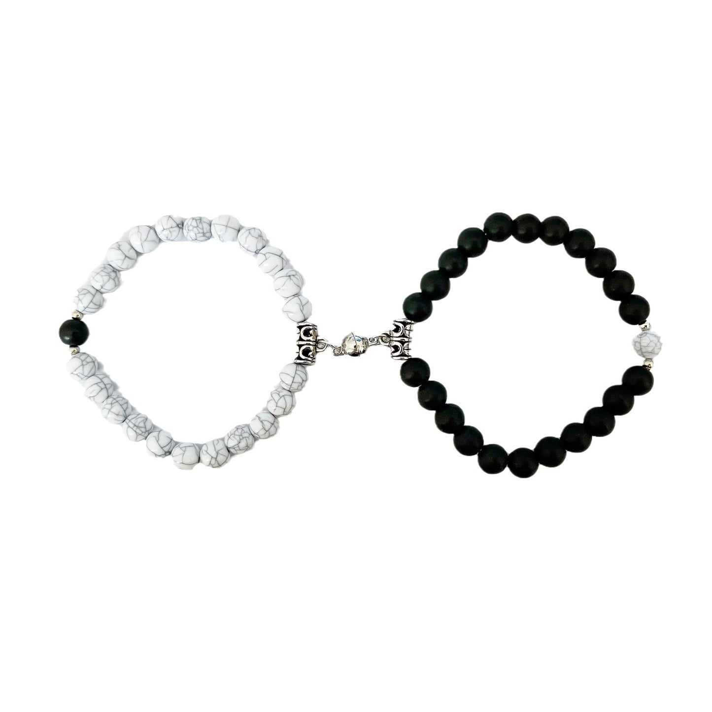 Turquoise Peach Heart Magnet Couple Design Bracelet