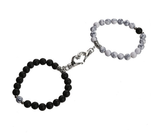 Turquoise Peach Heart Magnet Couple Design Bracelet