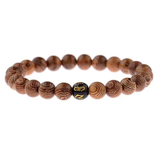 Hot Men Natural Wood Beads Bracelets Onyx Meditation